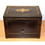 A fine bull decorated French Napoleon III decanter case and complete set of glasses, case 31 x 23