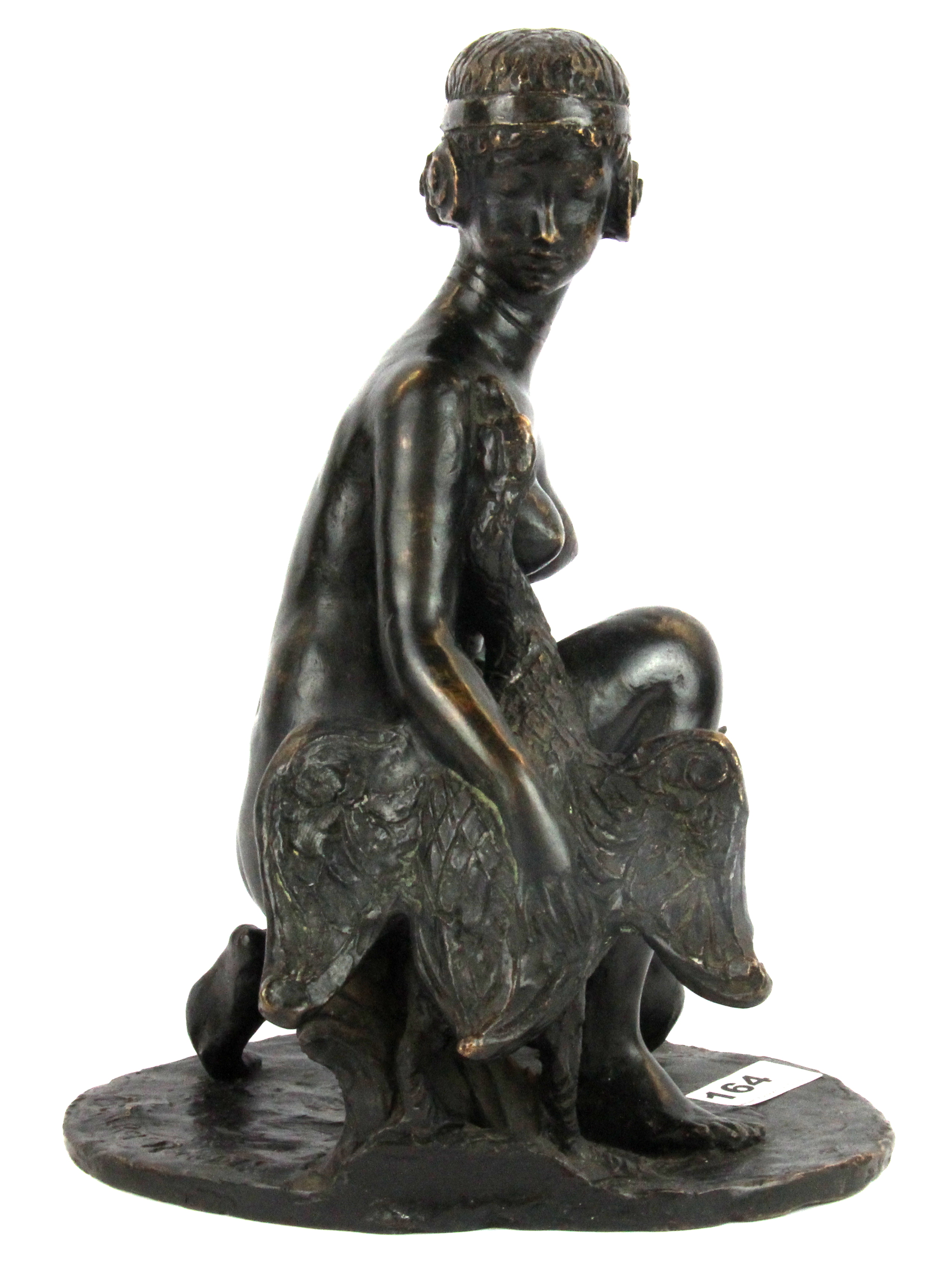 An early 20th Century signed bronze figure of Leda and the swan, Gilroy Roberts, H. 30cm. - Image 2 of 2