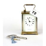 A silver plated brass Shortland Bowen carriage clock, H. 11.5cm.