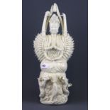 A very intricate Chinese Ivoire de Chine porcelain figure of a multi-armed goddess, H. 47cm, (A/F).