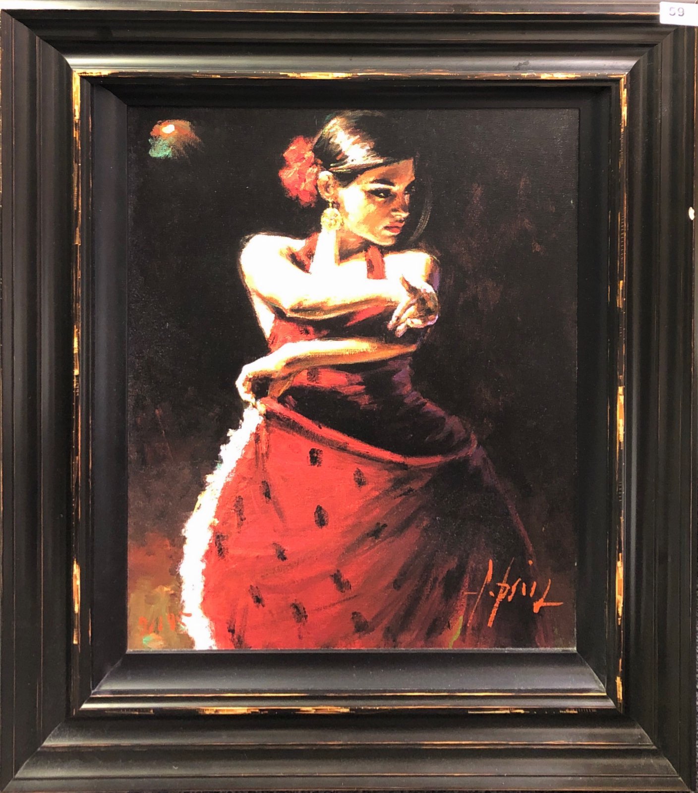 Fabian Perez (Argentinian b. 1967). A framed hand embellished and signed giclee canvas entitled '