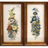 A pair of gilt framed 19th Century paintings on milk glass, 26 x 51cm.