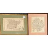 Two early framed maps of Essex and Herefordshire, Essex frame 43 x 34cm.