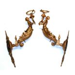 A pair of 19th century gilt bronze wall sconces by Barbedienne, H. 52cm protruding from wall L.