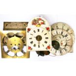 A Victorian wall mounted and painted wooden dial clock (H.35cms. )together with a group of clock