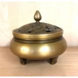 An excellent quality Chinese gilt cast bronze censer, Dia. 9cm D. 8.5cm. Condition - Excellent.