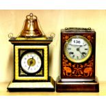 An Edwardian inlaid rosewood striking mantel clock by 'Dupont a Paris' together with a similar peri