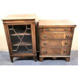 A mahogany veneered small chest of drawers, converts into a writing table, 60 x 35 x 75cm,