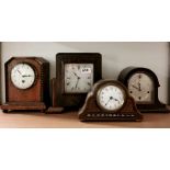 A group of 1920's/30's mantle clocks, tallest H. 28cm.