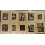 Ten pencil signed American wood block prints by Earl Marshawn Washington (born 1962), dated 2006,
