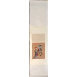 A Chinese scroll mounted watercolour on silk of two deities, size 190 x 48cm.