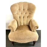 A Victorian style upholstered arm chair, 78 x 60 x 100cm.