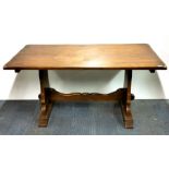 A refectory style oak dining table, 150 x 75cm.