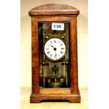 A 19th century German oak cased torsion pendulum clock, H. 32cm. Condition : movement appears compl