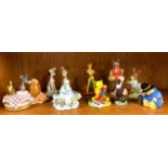 A Royal Doulton Disney figure of Peter Pan and Winnie the Pooh, together with a Beswick Alice series