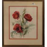 A pair of framed limited edition (171/850) lithographs of poppies, frame size 42 x 81cm, together
