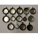 Fourteen hallmarked silver pocket watch cases, approx. 580gr. Condition : some minor scratches and