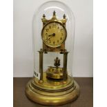 A vintage single weight torsion pendulum clock with glass dome, overall H. 29cm. Condition - Good,