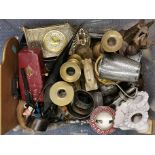 A box of mixed metal and other items.