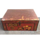 An early 20th Century Chinese hand painted marriage chest, size 50 x 75 x 32cm. Condition - Crack to