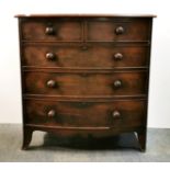 A Victorian mahogany bow fronted chest of drawers, size 101 x 103cm.