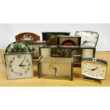 A group of ten mixed 1960's mantle clocks, tallest H. 18cm.