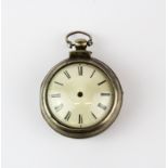 An early hallmarked silver pair pocket watch case with incomplete movement. Condition - Watch face