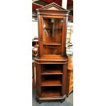 An Edwardian mahogany veneered corner display cabinet, 190 x 68 x 50cm.