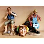 Two Royal Doulton figures "Dreamweaver" & "Thanksgiving" and a Doulton character jug "Jester".