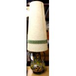 A 1970's ceramic floor lamp with original shade, overall H. 127cm.