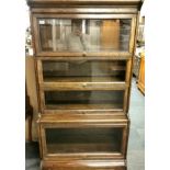 An early 20th century Globe Wernicke oak stacking bookcase, 86 x 36 x 155cm, (non detachable).