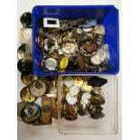 A box of mixed pocket watch movements, watch parts and cases, etc. Condition : sold as seen, none