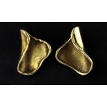 A pair of 9ct yellow gold stud earrings, L. 1.7cm.