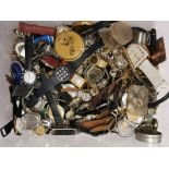 A box of mixed wrist watches, watch cases, etc. Condition : sold as seen, none are tested.