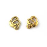 A pair of 9ct yellow gold stud earrings, L. 1.1cm.
