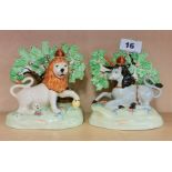 Two Beswick figures of the lion and the unicorn reproduced from the 1820 figures commemorating the