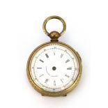 A gold plated open face pocket watch. Condition : untested, missing hands.