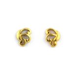 A pair of 9ct yellow gold stud earrings, L. 1.1cm.