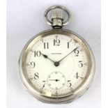 A Waltham hallmarked silver open face pocket watch, Birmingham, c. 1896. Condition : understood to