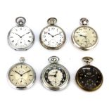 Six open face pocket watches. Condition : three understood to be in working condition, the others