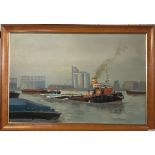 A large framed oil on board river scene, framed size 84 x 59cm signed S Chapman 1983.