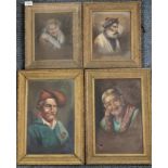 Four gilt framed 19th century oil on canvas portraits, largest framed size 33 x 48cm.