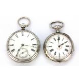 A French hallmarked silver open face pocket watch together with an English hallmarked silver open