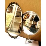 A 1920's brass wall mirror, and a convex mirror, largest 76cm.