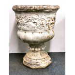 An early carved sandstone garden urn, H. 64cm.