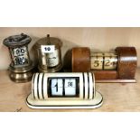 Four vintage flip style calendar clocks, H. 15cm. Condition: working condition unknown.