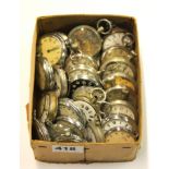A box of vintage pocket watches. Condition: working condition unknown.