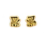 A pair of 9ct yellow gold teddy bear shaped stud earrings.