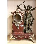 A 19th century French Art Nouveau figural marble clock case with spelter angel, H. 52cm.