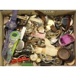 A box of mixed watches and watch parts.